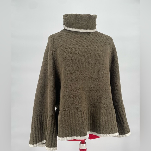 Y2K Julep Olive Green Oversized Slouchy Turtle Neck Fuzzy Knit Sweater - Picture 2 of 8